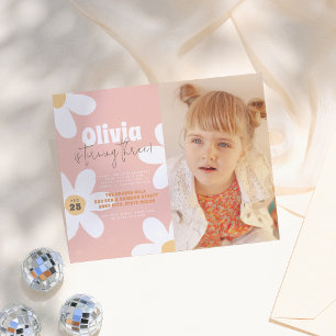 Retro Daisy Groovy Foto Birthday Budget Briefkaart
