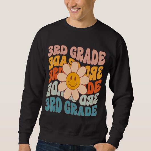 Retro Daisy Groovy Kleurrijke Derde Rang Leraar Trui (Voorkant)