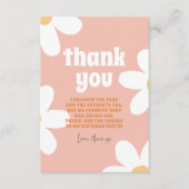 Retro Daisy Groovy Meisje Verjaardagsfeestje Bedankkaart (Voorkant)