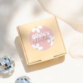 Retro Daisy Groovy Meisje Verjaardagsfeestje Ronde Sticker