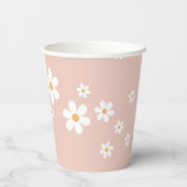 Retro Daisy Groovy Pink Paper Cups Papieren Bekers (Achterkant)