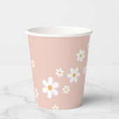Retro Daisy Groovy Pink Paper Cups Papieren Bekers (Voorkant)