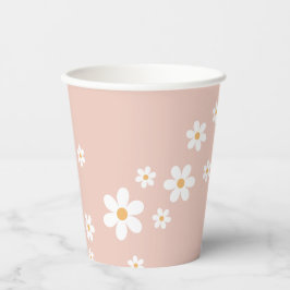 Retro Daisy Groovy Pink Paper Cups Papieren Bekers