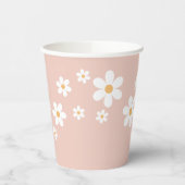 Retro Daisy Groovy Roze Papieren Bekers (Links)