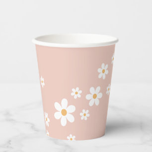 Retro Daisy Groovy Roze Papieren Bekers