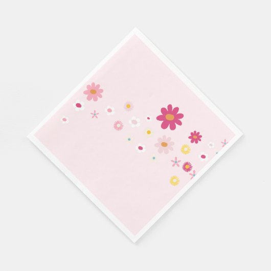 Retro Daisy Groovy Roze Vrijgezellenfeest Servet (Hoek)