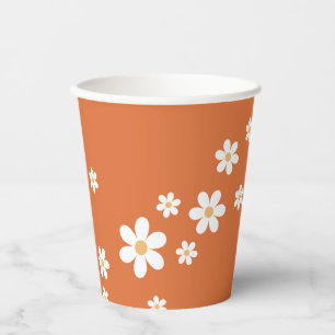 Retro Daisy Groovy verbrand oranje papierbekertjes Papieren Bekers