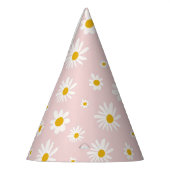 Retro daisy groovy verjaardagsfeest roze pet feesthoedjes (Links)