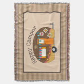 Retro Daisy Happy Camper Deken (Voorkant Verticaal)