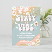 Retro Daisy Kids Birthday Invitation Kaart (Staand voorkant)