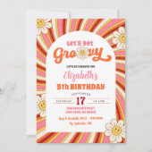 Retro Daisy Laten we Groovy 70's verjaardagsfeestj Kaart (Voorkant)