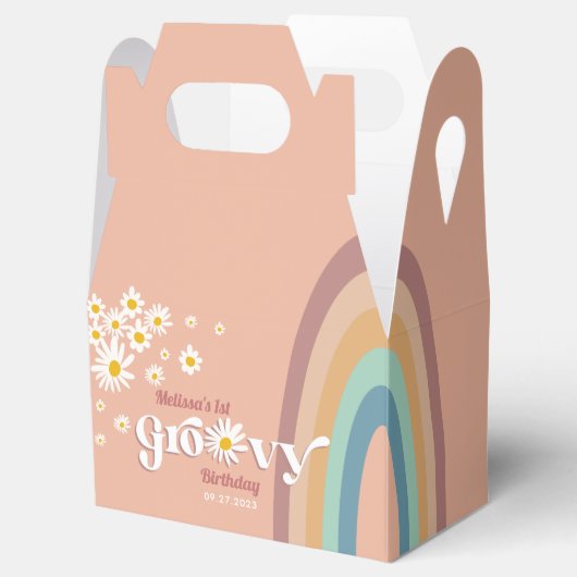 Retro Daisy Laten we Groovy Verjaardag Bedankdoosjes (Geopend)