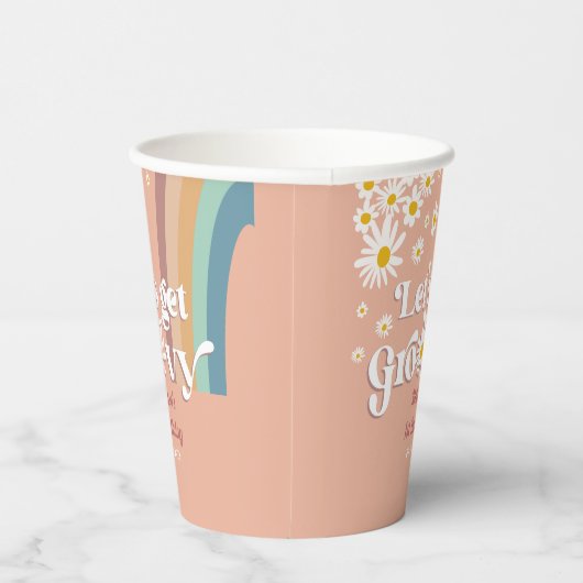 Retro Daisy Laten we Groovy Verjaardag Papieren Bekers (Rechts)