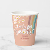 Retro Daisy Laten we Groovy Verjaardag Papieren Bekers (Voorkant)