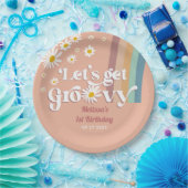 Retro Daisy Laten we Groovy Verjaardag Papieren Bordje (Feest)