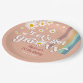 Retro Daisy Laten we Groovy Verjaardag Papieren Bordje (Gekanteld)