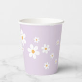 Retro Daisy lavender Baby shower Paper Cups Papieren Bekers (Achterkant)
