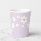 Retro Daisy lavender Baby shower Paper Cups Papieren Bekers (Links)