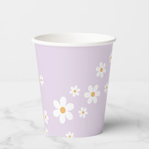 Retro Daisy lavender Baby shower Paper Cups Papieren Bekers