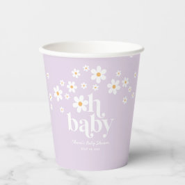Retro Daisy lavender Oh Baby Baby shower Papieren Bekers