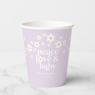 Retro Daisy lavender Peace Love Baby shower Papieren Bekers