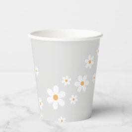 Retro Daisy lichtgrijze Baby Shower Papieren Beker