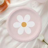Retro daisy lichtroze boho papieren bordje