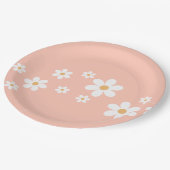 Retro Daisy Light Pink Floral Paper Borden Papieren Bordje (Gekanteld)