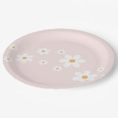 Retro Daisy Light Pink Floral Papieren Bordje (Gekanteld)