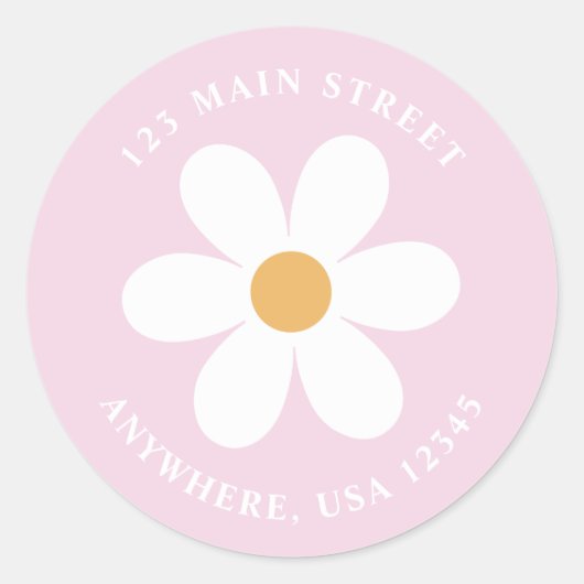 Retro daisy lila boho return address label (Voorkant)