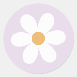 Retro daisy lila boho ronde sticker