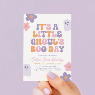 Retro Daisy Little Ghouls Boo Day Meisje Verjaarda Kaart