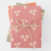 Retro Daisy Meadow Multi-Color Inpakpapier Vel (In situ)