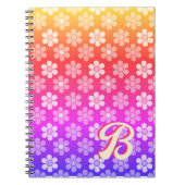Retro Daisy Monogram Regenboog Notitieboek (Voorkant)
