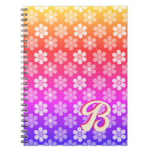 Retro Daisy Monogram Regenboog Notitieboek