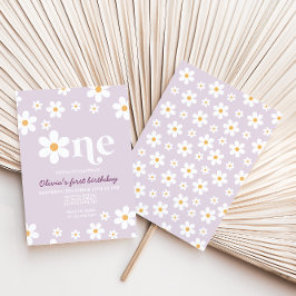 Retro Daisy One Floral 1st Birthday Kaart