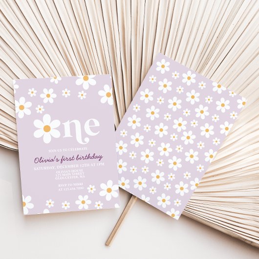 Retro Daisy One Floral 1st Birthday Kaart