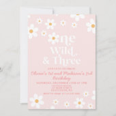 Retro Daisy One Wild and Three Birthday Kaart (Voorkant)