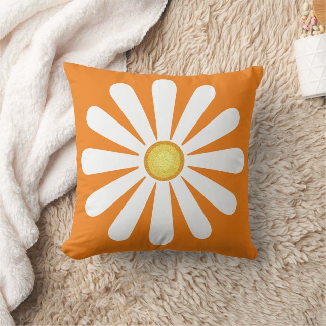 Retro daisy oranje kussen (Deken)