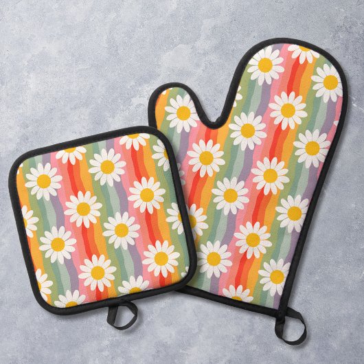 Retro Daisy Ovenwant & Pannenlap Set