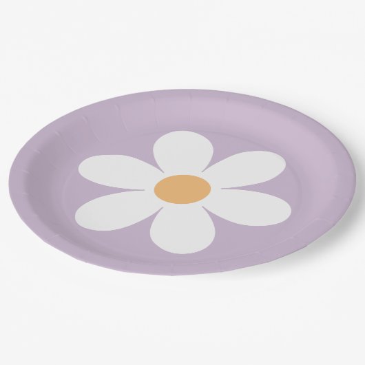 Retro Daisy paars Paper Borden Papieren Bordje (Gekanteld)