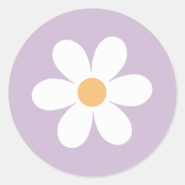 Retro Daisy paars Ronde Sticker