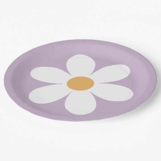 Retro daisy paarse boho paper borden papieren bordje (Gekanteld)
