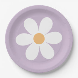Retro Daisy paarse Papieren Borden Bordje