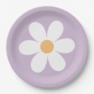 Retro Daisy paarse Papieren Borden Bordje