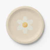 Retro Daisy Paper Bord | 7" Ronde Boho Floral Par (Voorkant)
