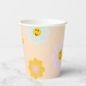 Retro Daisy Paper Cups Papieren Bekers (Achterkant)