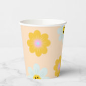 Retro Daisy Paper Cups Papieren Bekers (Links)