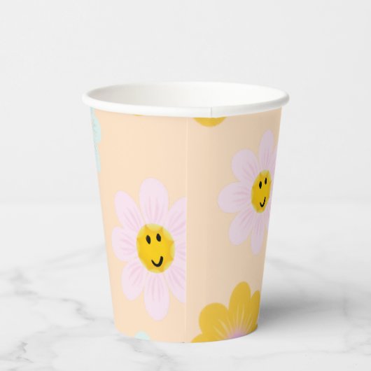 Retro Daisy Paper Cups Papieren Bekers (Rechts)