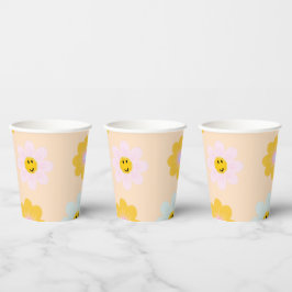 Retro Daisy Paper Cups Papieren Bekers